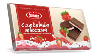 Chocolate with yogurt - strawberry filling 100g